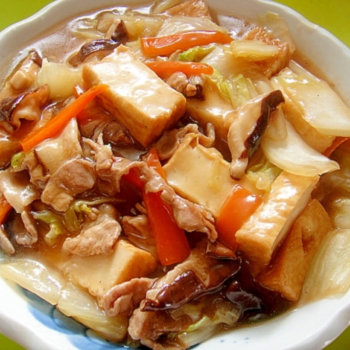 白菜と厚揚げ豚肉の中華煮